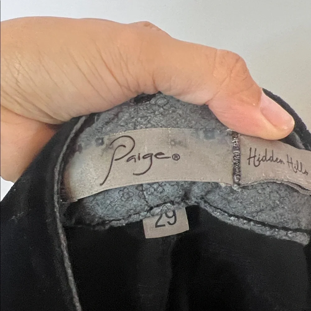 PAIGE Women's Black Elegant Velvet Trousers Mid Rise Skinny Leg Pants‎ Size 29